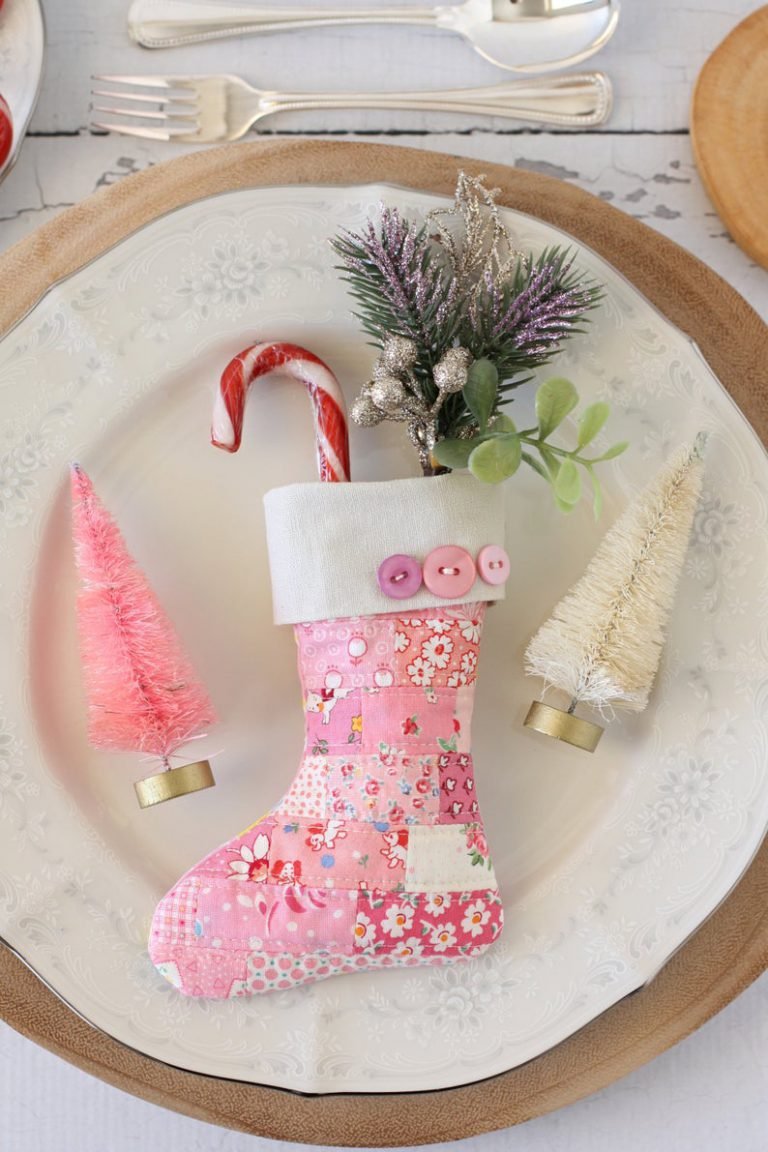 Scrappy Mini Patchwork Stocking - A Spoonful of Sugar Shop
