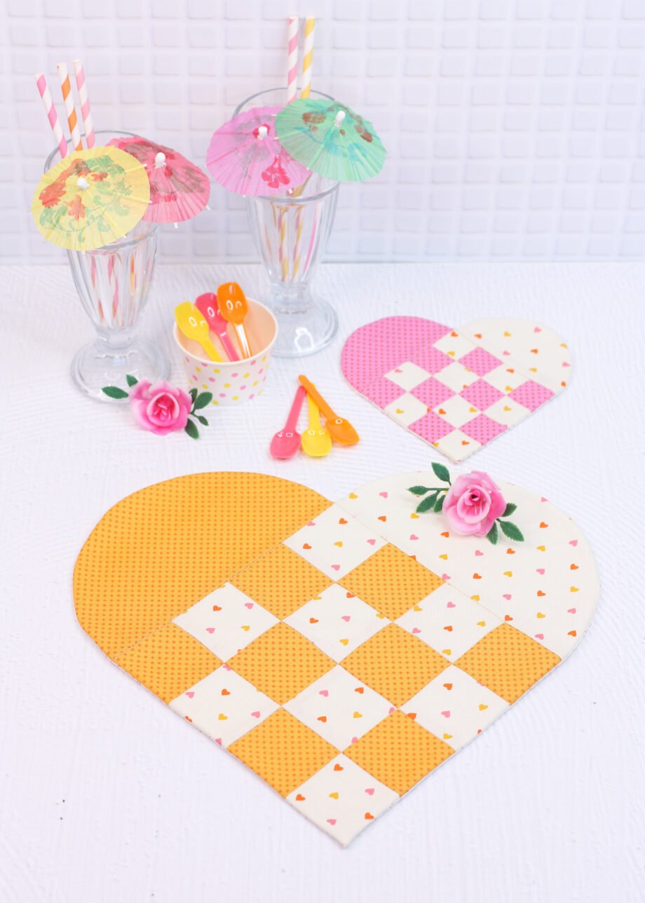 Braided Heart Mug Rug Coaster & Placemat Set