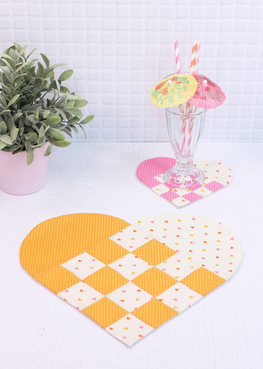 Braided Heart Mug Rug Coaster & Placemat Set