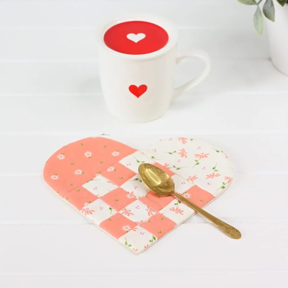 Braided Heart Mug Rug Coaster & Placemat Set