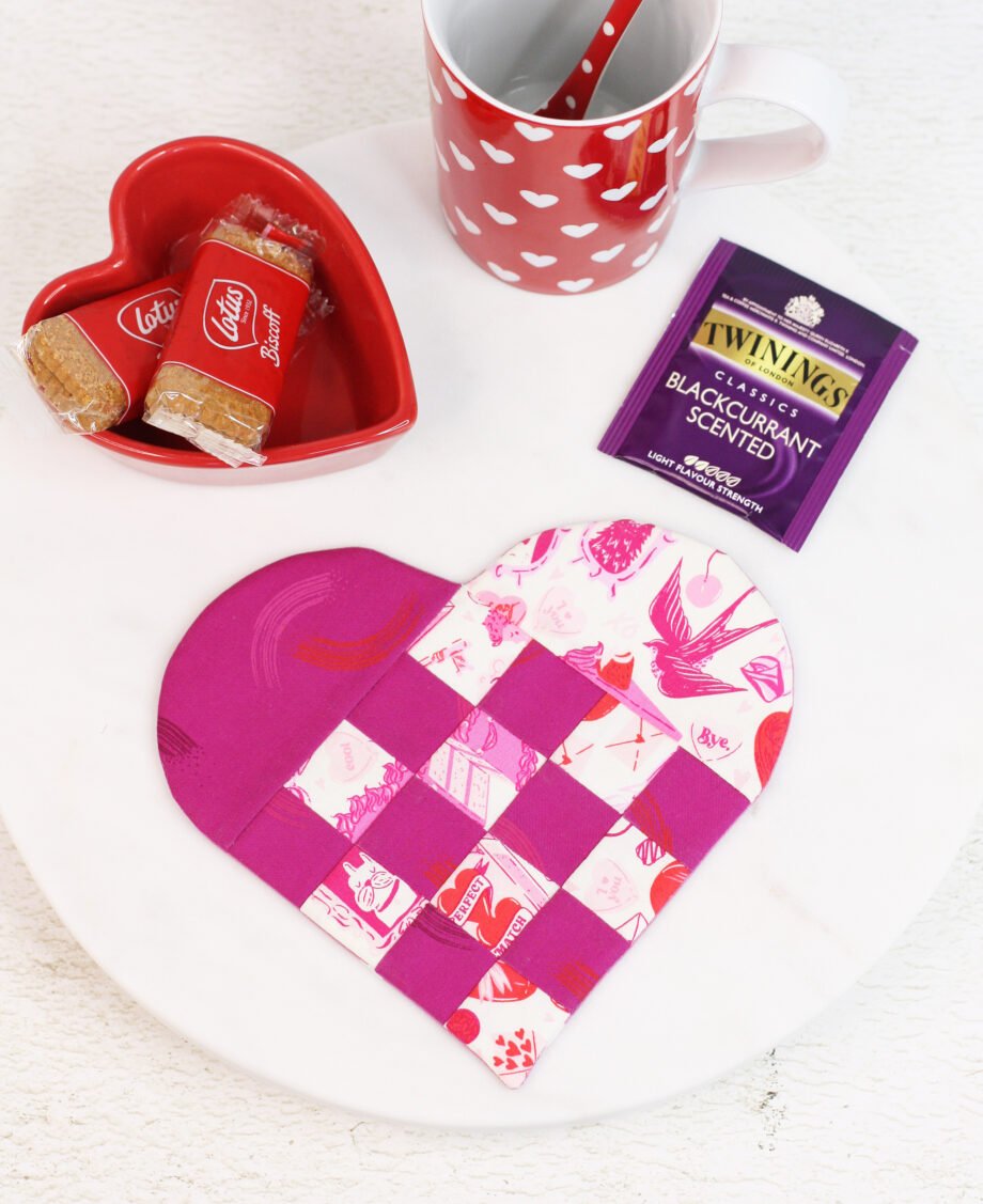 Braided Heart Mug Rug Coaster & Placemat Set