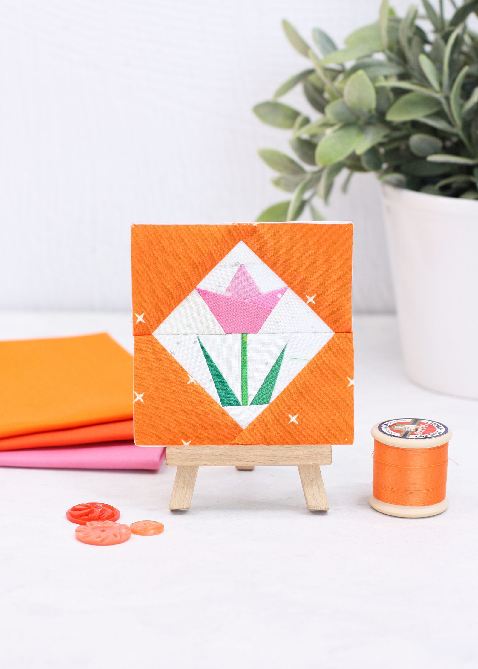 Flower in a Square Foundation Paper Piecing Quilt Block (5 Sizes)