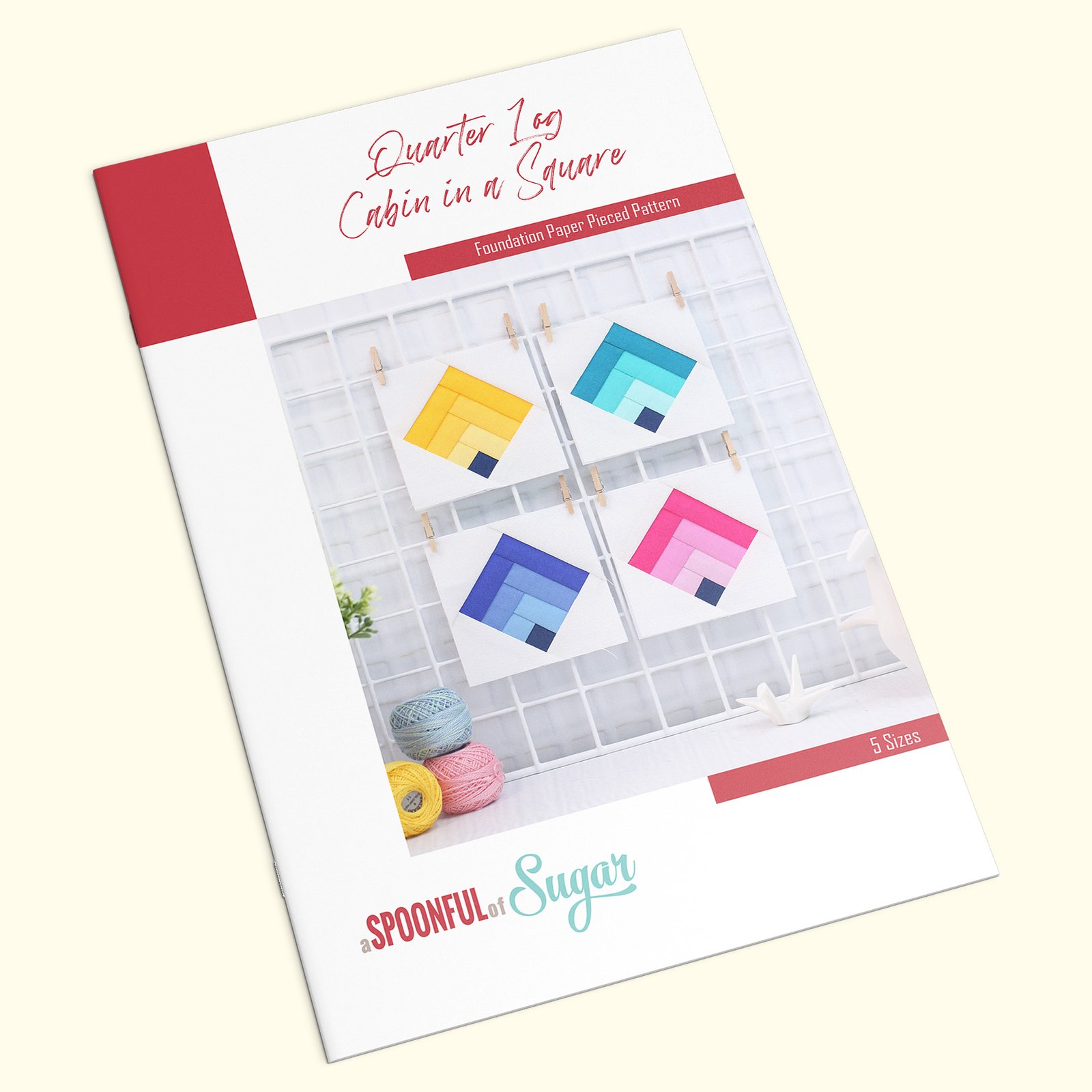 Quarter Log Cabin in a Square Foundation Paper Piecing Quilt Block (5 Sizes)